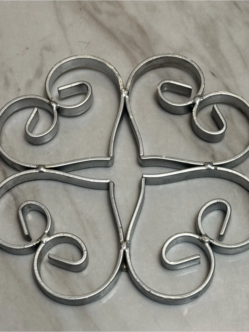 Silver plated heart pattern trivet mid century French table accessory